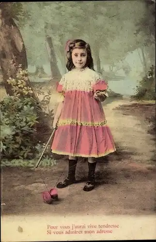 Ak Mädchen mit Diabolo, Pour vous j'aurai vive tendresse