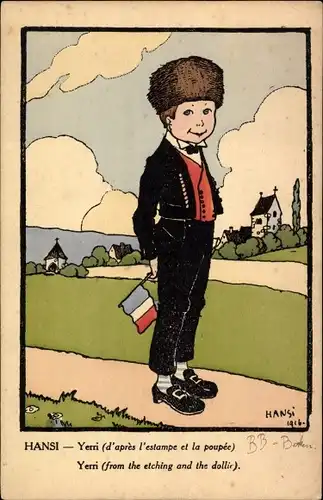 Künstler Ak Hansi, Yerri, Junge in Elsässer Volkstracht