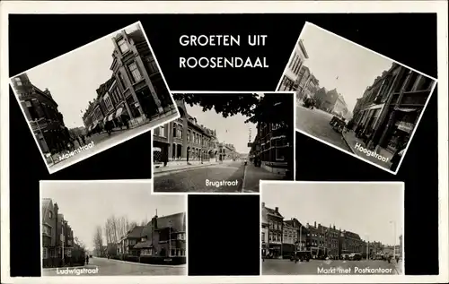 Ak Rosendaal Nordbrabant Niederlande, Brugstraat, Hoogstraat, Markt met Postkontoor, Ludwigstraat