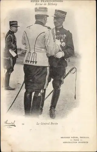 Ak Fêtes Franco Russes, Revue de Bétheny, Le Général Persin