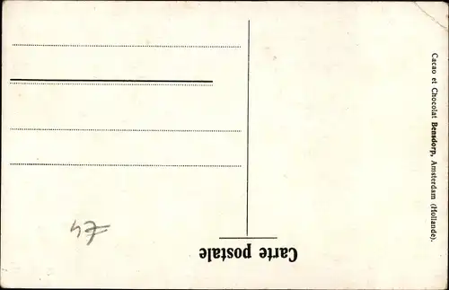 Ak Cacao Bensdorp, Royal Dutch Cocoa, Reklame, niederländische Trachten