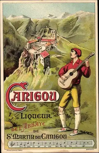 Lied Ak Canigou Likör Werbung, Troubadour, Abbaye de Saint Martin du Canigou