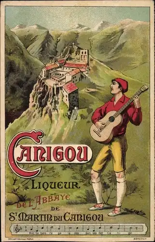 Lied Ak Canigou Likör Werbung, Troubadour, Abbaye de Saint Martin du Canigou