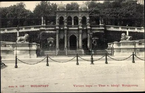 Ak Budapest Ungarn, Tor vor königlichem Burggarten