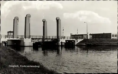 Ak Hoogkerk Groningen Niederlande, Kinderverlatenbrug, Hebebrücke