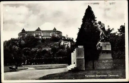 Ak Karlovy Vary Karlsbad Stadt, Beethovendenkmal