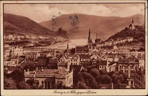 Ak Ústí nad Labem Aussig Elbe Stadt, Blick gegen Süden, Stadt