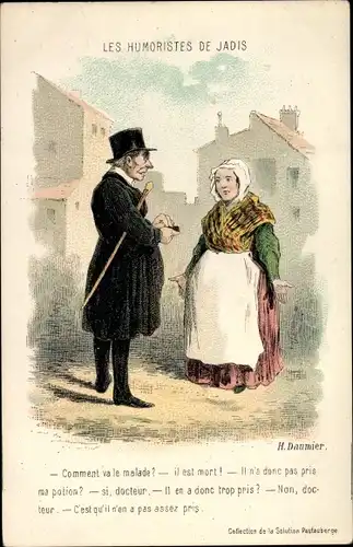 Künstler Ak Daumier, H., Les Humoristes de Jadis, Arzt, Frau, il est mort