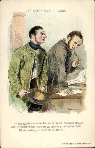 Künstler Ak Gavarni, Les Humoristes de Jadis, Männer, Zylinder, Tintenfass