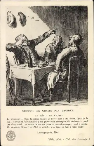 Künstler Ak Daumier, Croquis de Chasse, Un Récit de Chasse