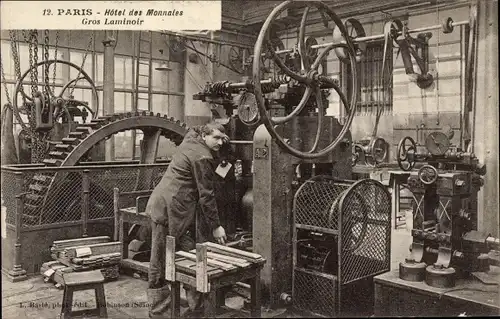 Ak Paris, Hotel des Monnaies, Gros Laminoir
