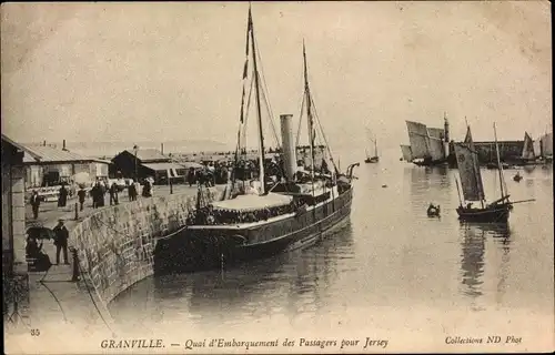 Ak Granville Manche, Quai d'Embarquement des Passagers pour Jersey