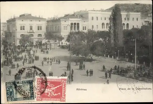 Ak Athen Griechenland, Place de la Constitution