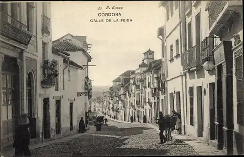 Ak Córdoba Andalusien Spanien, Calle de la Feria