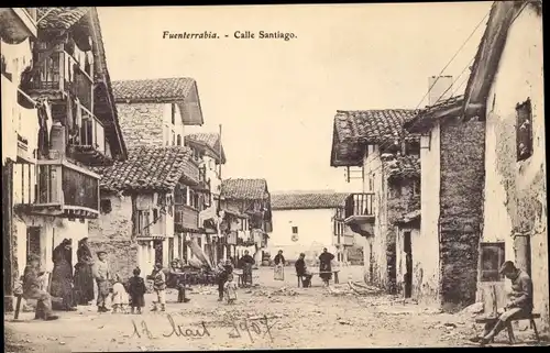 Ak Hondarribia Fuenterrabia Baskenland, Calle Santiago