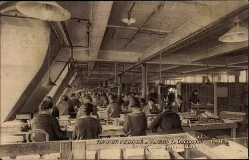 Ak Paris VII, Au Bon Marché, Maison A. Boucicaut, Départ des Echantillons