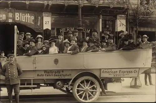 Foto Ak Berlin, Wallroth's Auto Fahrt GmbH, Autobus mit offenem Verdeck