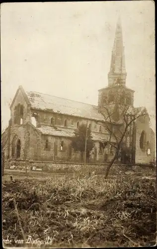 Foto Ak Binarville Marne, Kirche, Kriegszerstörung I. WK