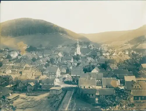 Foto Lautenthal Langelsheim im Oberharz, Blick auf den Ort, um 1920