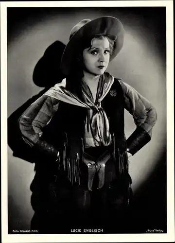 Foto Schauspielerin Lucie Englisch als Cowboy, Filmkostüm