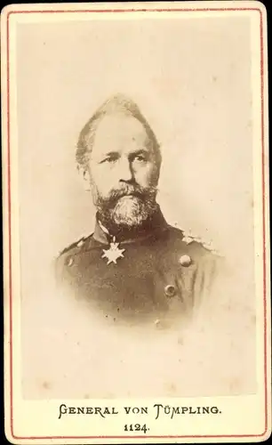 CdV Wilhelm von Tümpling, Preußischer General der Kavallerie, Portrait in Uniform, Orden