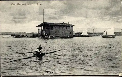 Ak Liepaja Libau Lettland, Blick zum Ruderklub