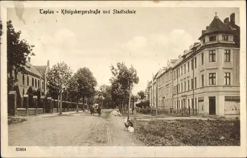 Ak Gwardeisk Tapiau Ostpreußen, Königsbergerstraße und Stadtschule