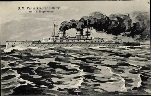 Ak Deutsches Kriegsschiff, SMS Lützow, Panzerkreuzer