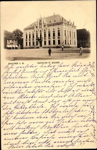 Ak Malchin in Mecklenburg, Rathaus und Markt