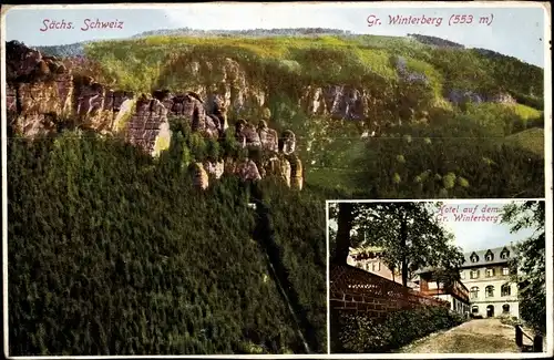 Ak Ostrau Bad Schandau Sächsische Schweiz, Großer Winterberg, Hotel