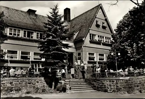 Ak Kriebstein Sachsen, Talsperre, HO-Gaststätte, Außenansicht, Blick auf die Terrasse