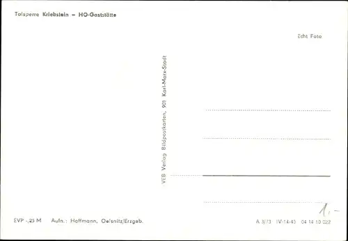 Ak Kriebstein Sachsen, Talsperre, HO-Gaststätte, Außenansicht, Blick auf die Terrasse