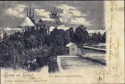 Mondschein Ak Erfurt in Thüringen, Der Dom, Severikirche