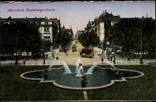 Ak Mannheim in Baden, Heidelberger Straße, Straßenbahn