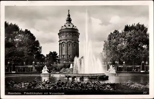 Ak Mannheim in Baden, Friedrichsplatz mit Wasserturm