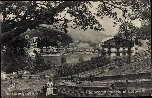 Ak Berchtesgaden in Oberbayern, Panorama mit Hotel Eldorado