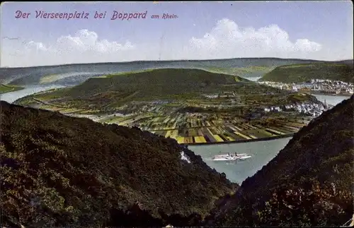 Ak Boppard am Rhein, Vierseenplatz, Panorama