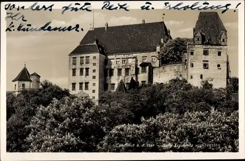 Ak Landshut in Niederbayern, Burg Trausnitz von Westen