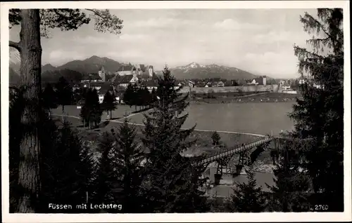 Ak Füssen im Ostallgäu, mit Lechsteg