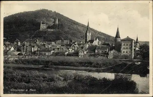Ak Gemünden am Main Unterfranken, Ortsansicht