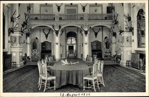 Ak Moritzburg in Sachsen, Jagdschloss, Innenansicht, Speisesaal