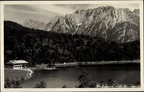 Foto Ak Mittenwald in Oberbayern, Ferchensee mit Karwendel