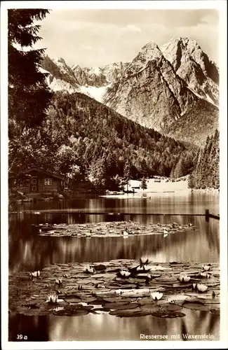 Ak Garmisch Partenkirchen in Oberbayern, Rießersee, Waxenstein