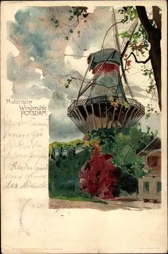 Künstler Litho Kley, Heinrich, Potsdam, Historische Windmühle