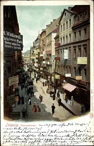 Ak Leipzig in Sachsen, Petersstraße, Geschäfte