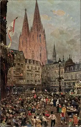 Künstler Ak Rüdell, Karl, Köln am Rhein, Rosenmontagszug auf dem Wallrafplatz