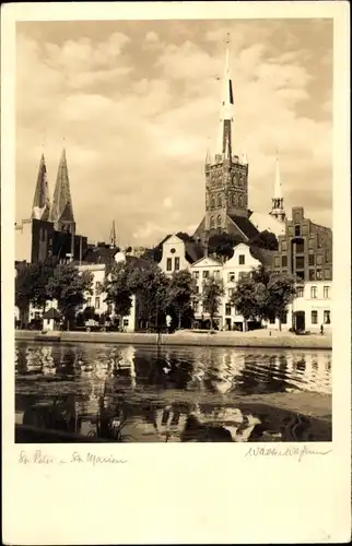 Ak Hansestadt Lübeck, St. Peter und St. Marien
