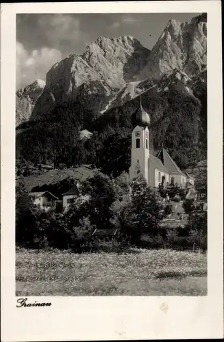 Ak Grainau in Oberbayern, Alpspitze, Kirche