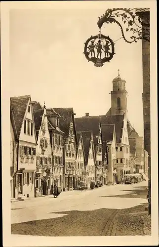 Ak Dinkelsbühl in Mittelfranken, Segringer Straße mit Dreimohrenschild