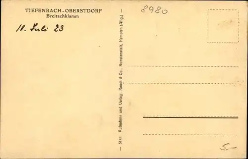 Ak Tiefenbach Oberstdorf im Oberallgäu, Breitachklamm